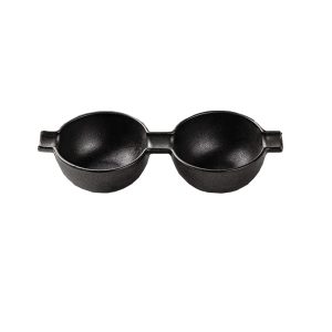 Wings Black porcelain double bowl round 23cm x 8cm